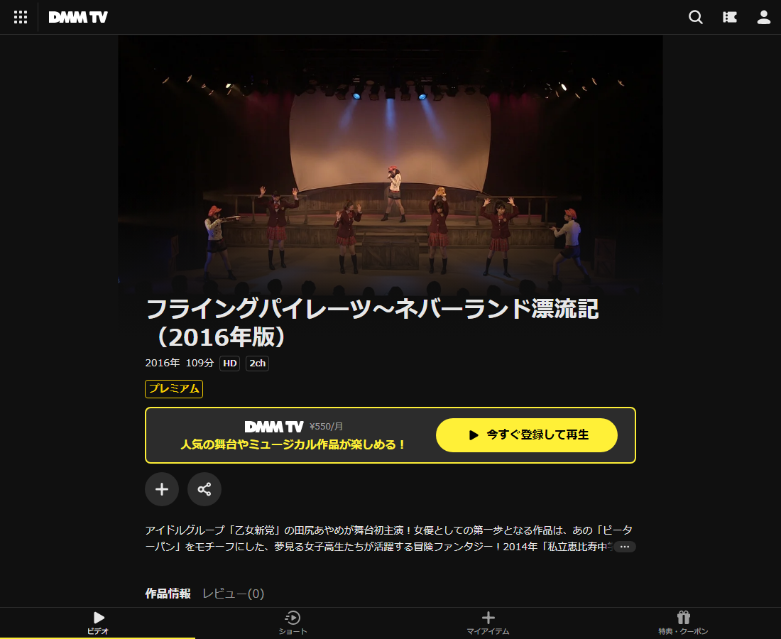 フライングパイレーツ～ネバーランド漂流記（2016年版）はDMM TVで配信