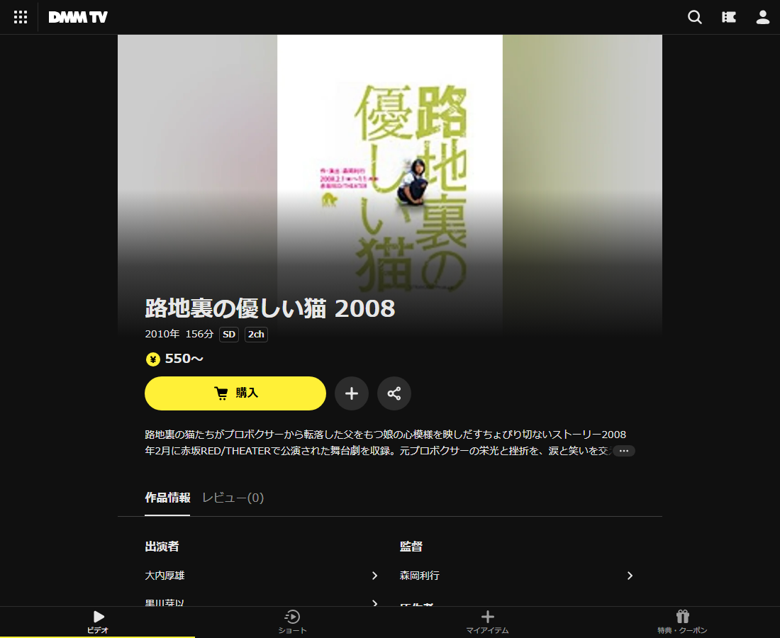 路地裏の優しい猫 2008はDMM TVで配信
