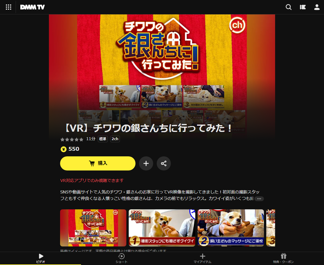 【VR】チワワの銀さんちに行ってみた！はDMM TVで配信