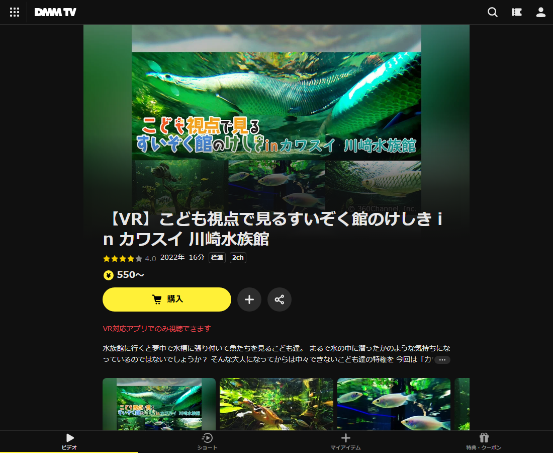 【VR】こども視点で見るすいぞく館のけしき in カワスイ 川崎水族館はDMM TVで配信