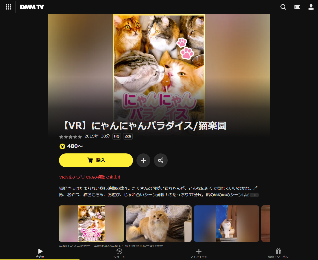 【VR】にゃんにゃんパラダイス/猫楽園はDMM TVで配信