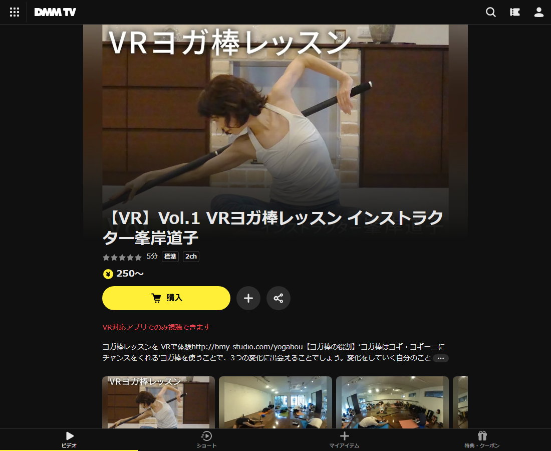 【VR】VRヨガ棒レッスン インストラクター峯岸道子はDMM TVで配信