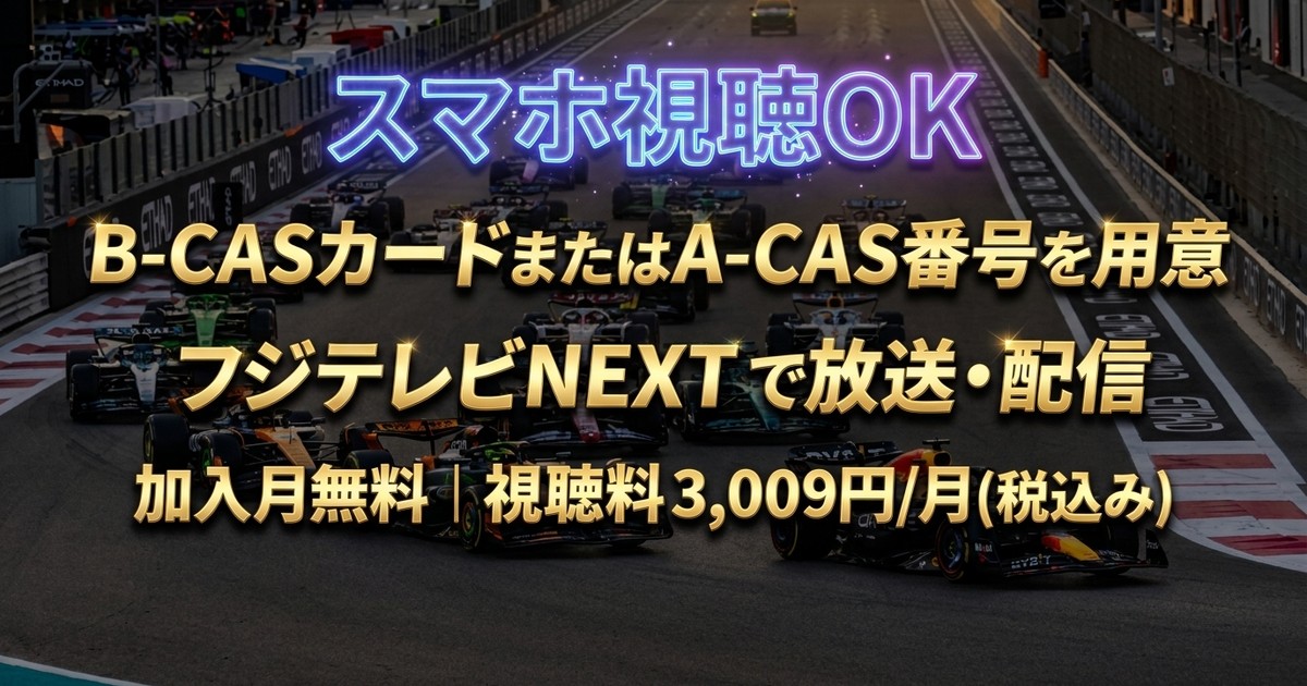 2026 FORMULA 1 第17戦 シンガポールGPテレビ放送・見逃し配信視聴方法