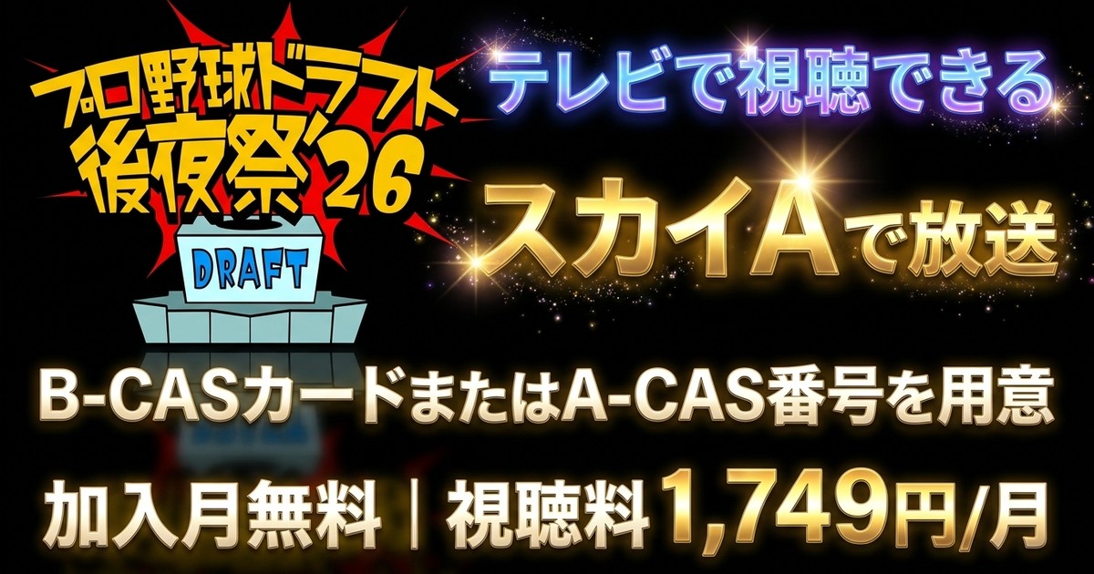 2026プロ野球ドラフト会議 supported by リポビタンDテレビ放送・見逃し配信視聴方法