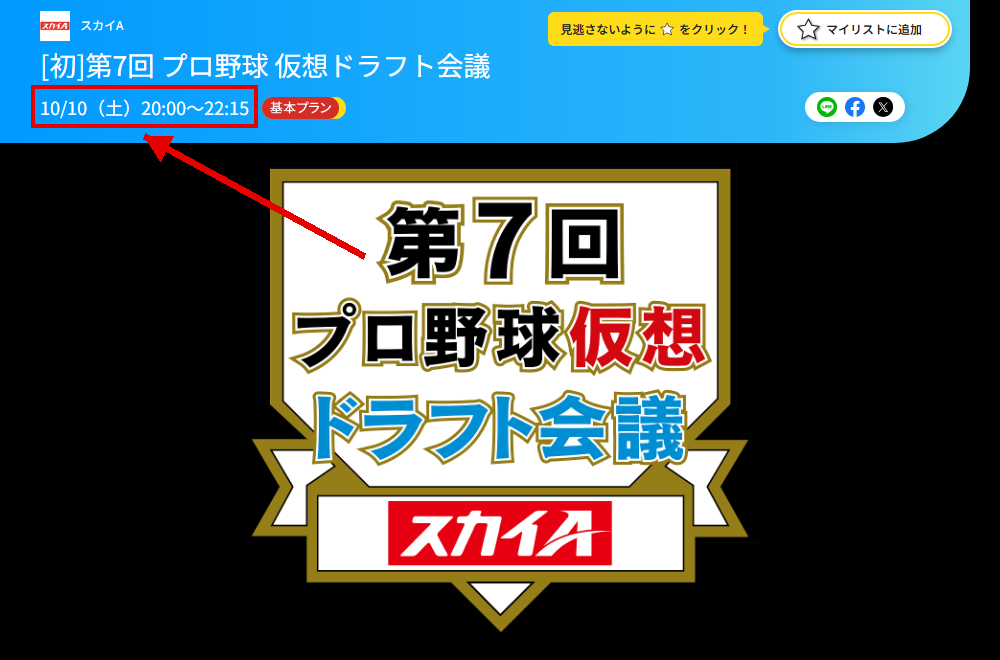 第7回 プロ野球 仮想ドラフト会議はスカイAで放送