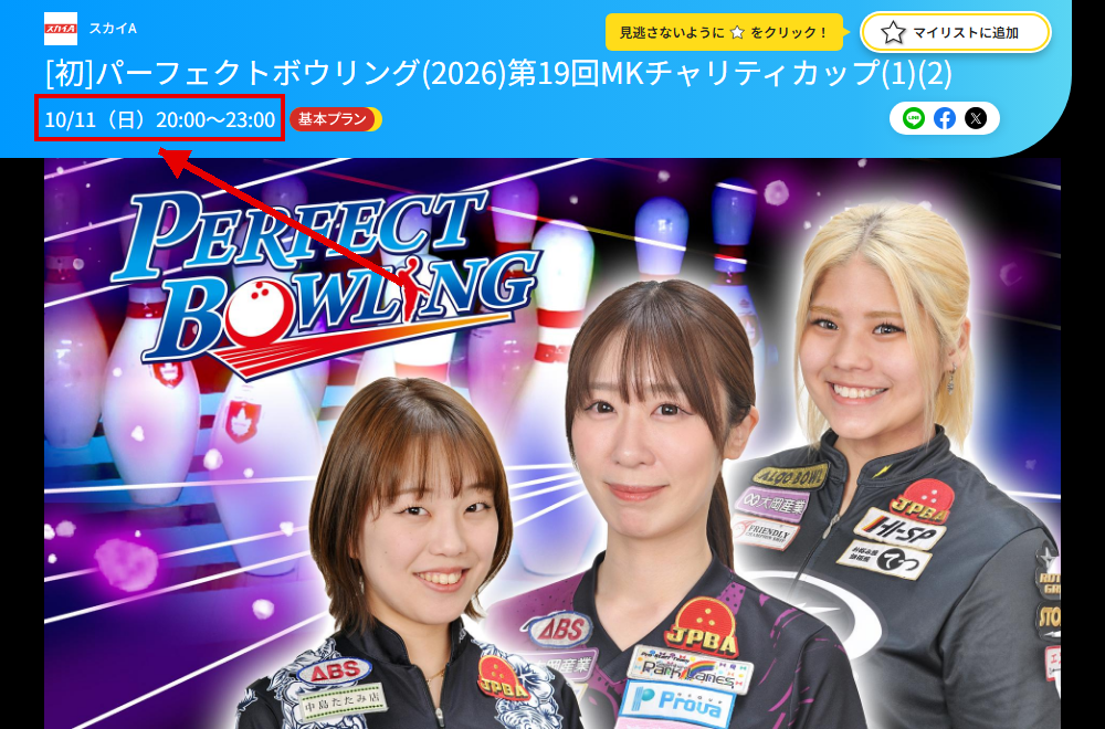 第19回MKチャリティカップ(スカイAパーフェクトボウリング)はスカイAで放送