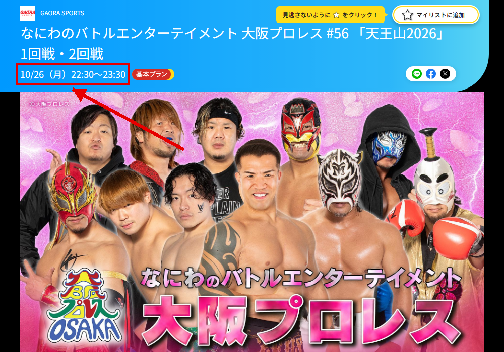 大阪プロレス「天王山2026」はGAORA SPORTSで放送