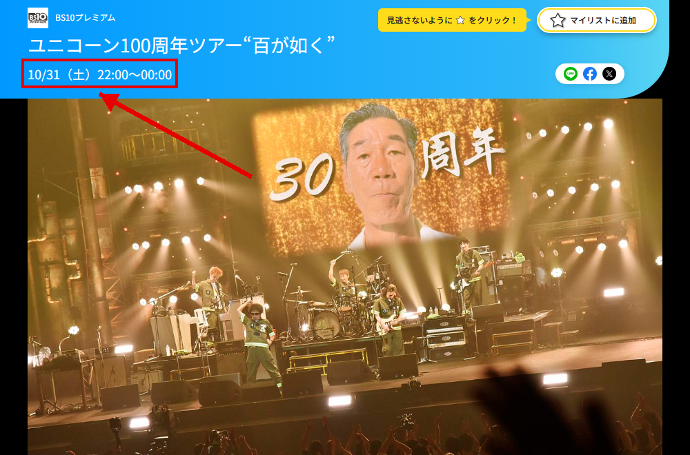 ユニコーン100周年ツアー“百が如く”はBS10プレミアムで放送